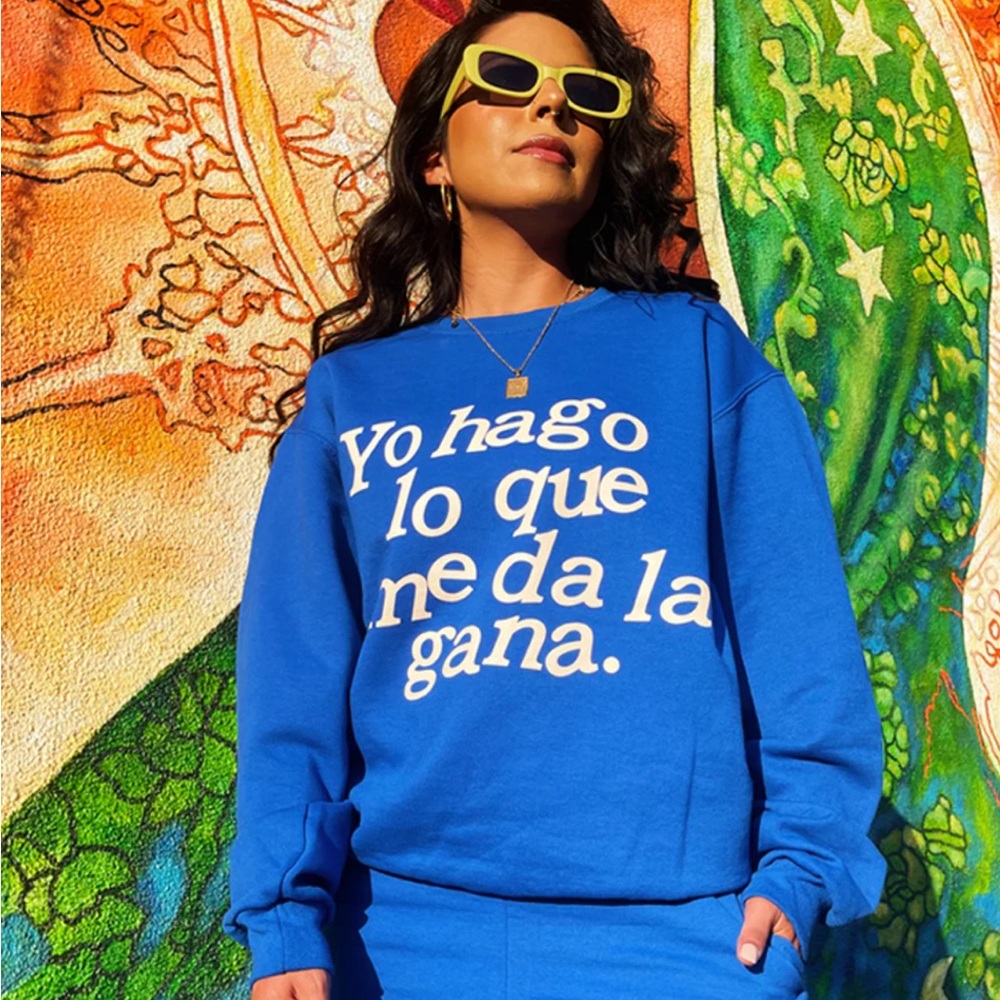 royal blue Hija de Tu Madre sweatshirt